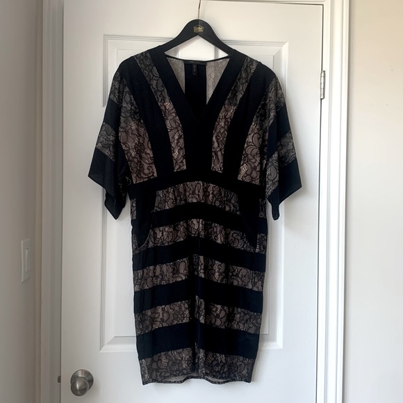 BCBGMaxAzria Habor Black & Nude Lace Dress - Picture 1 of 7